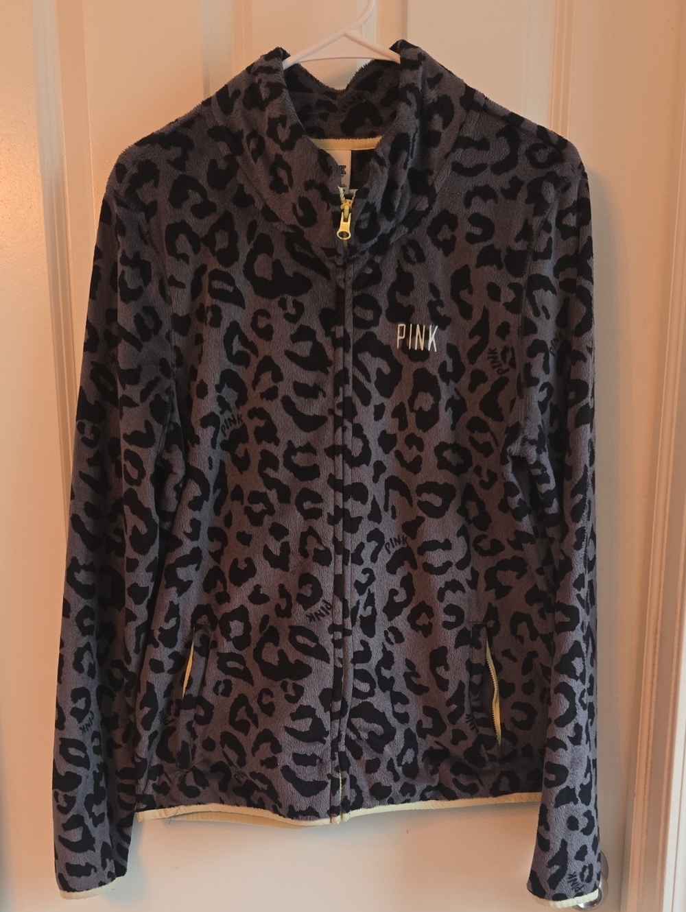 PINK Victoria's Secret Gray and Black Leopard Zip-Up Jacket